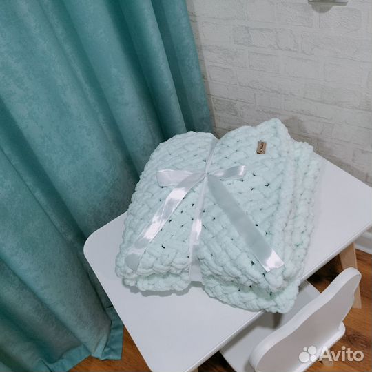 Плед вязаный плюшевый