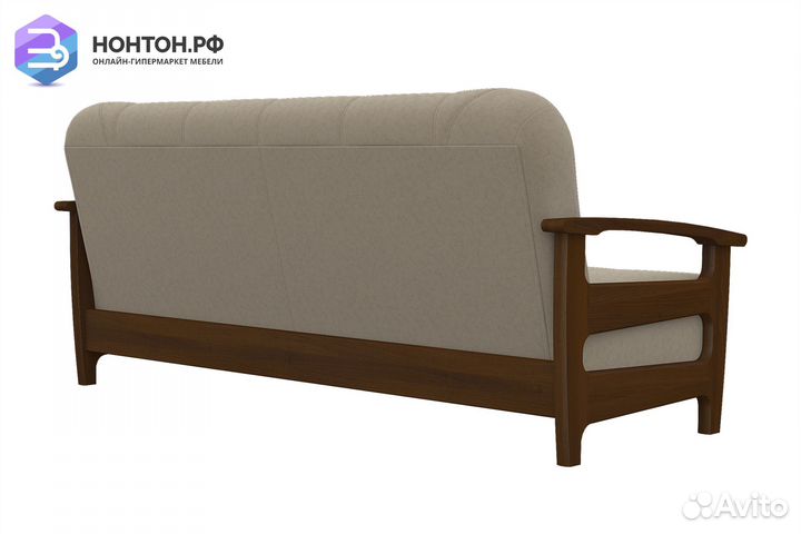 Диван книжка Омега бежевый / орех