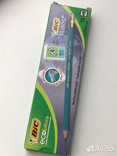 Карандаши Bic Evolution эко HB с ластиком заточенн