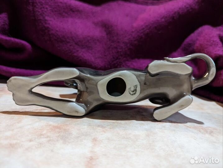 Дог чёрный. Статуэтка собаки, фарфор