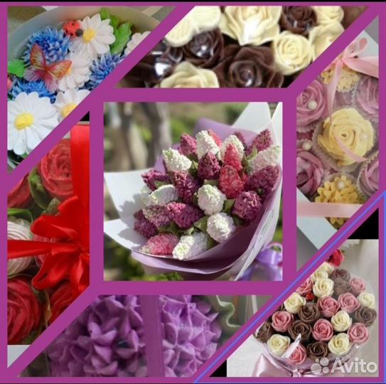 Зефирные и шоколадные букеты