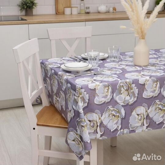 Клеёнка на стол на тканевой основе 'Нежная', рулон