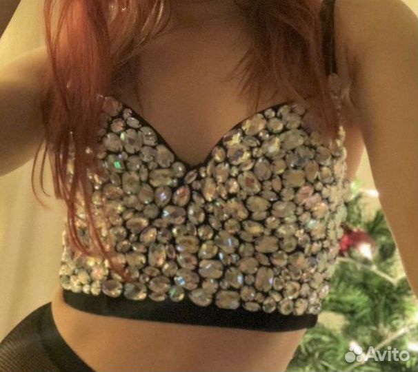 Топ корсет со стразами, на маленький бюст xs