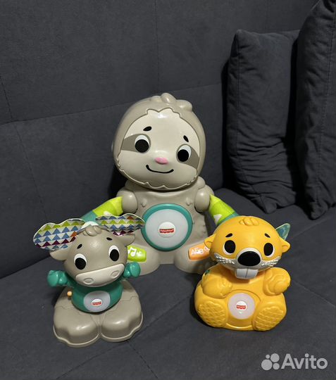 Ленивец, лось, бобер fisher price