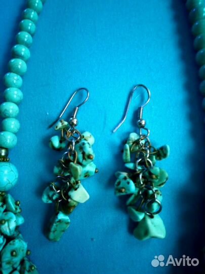 Украшения комплект,бирюза