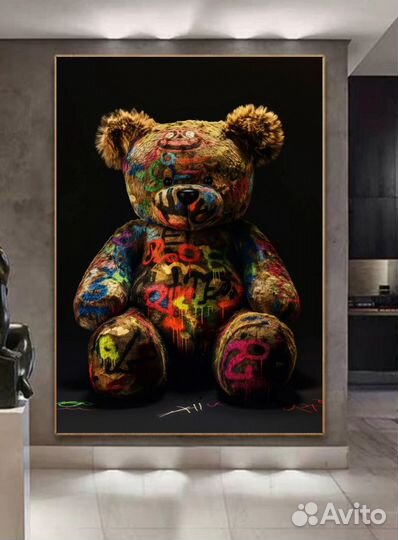 Картина маслом плюшевый мишка Ручная работа