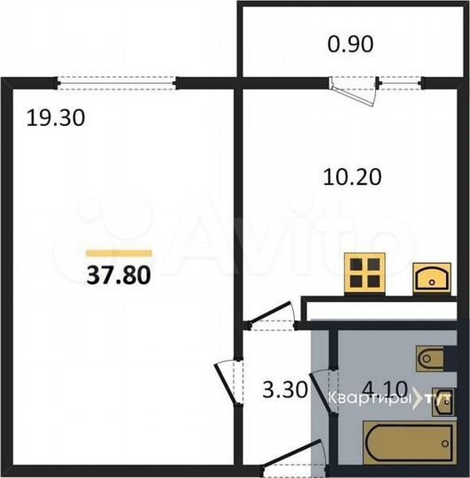 1-к. квартира, 37,8 м², 9/17 эт.