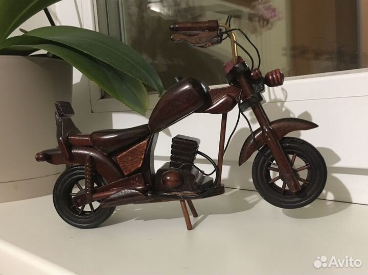 Мотоцикл деревянный, Harley Davidson, 23 см
