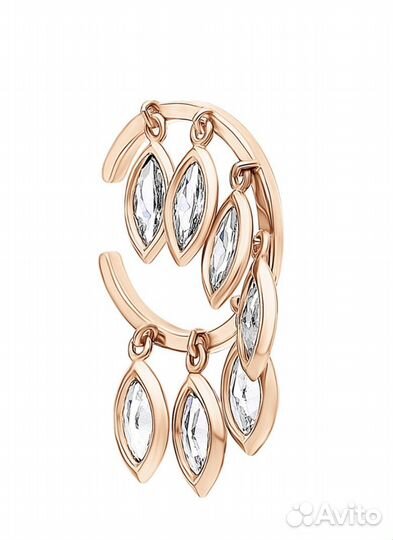 Серьга золотая с фианитами (кафф)