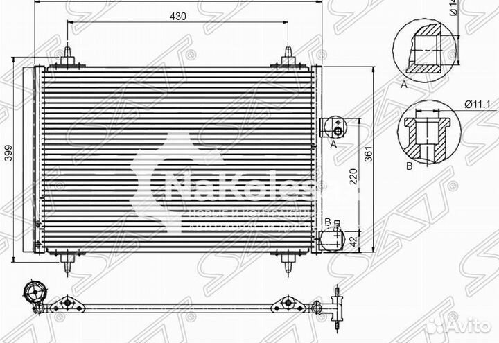Радиатор кондиционера citroen C5 04-08/С5 08/ peug