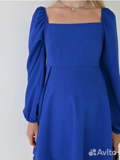 Платье синее, короткое