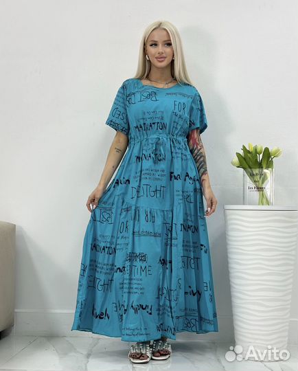 Платье летнее женское хлопковое 5 цветов 52р-58р