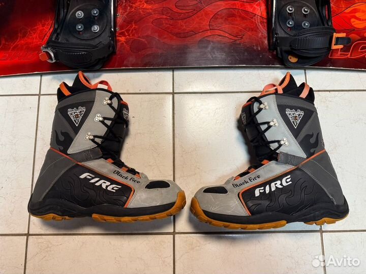 Мужской сноуборд комплект Black Fire - 155 - 44