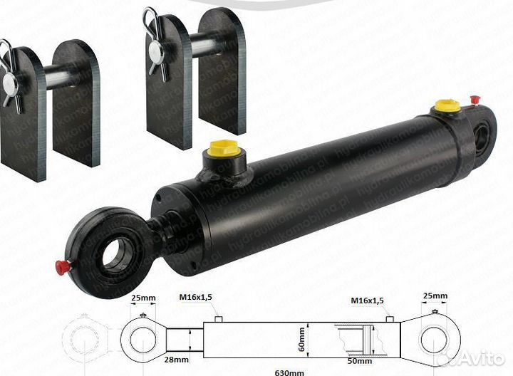 Гидравлический цилиндр двустороннего действия длин