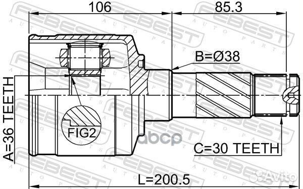 ШРУС внутренний правый 36x38x30 (mazda BT-50 20