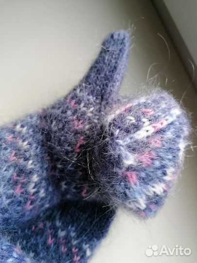 Пуховые варежки ручной вязки, новые