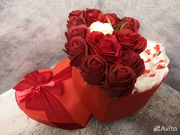 Букет сердце с раффаэлло