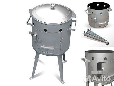 Печь для казана 15л (сталь 2мм, d-450мм, h топки-3