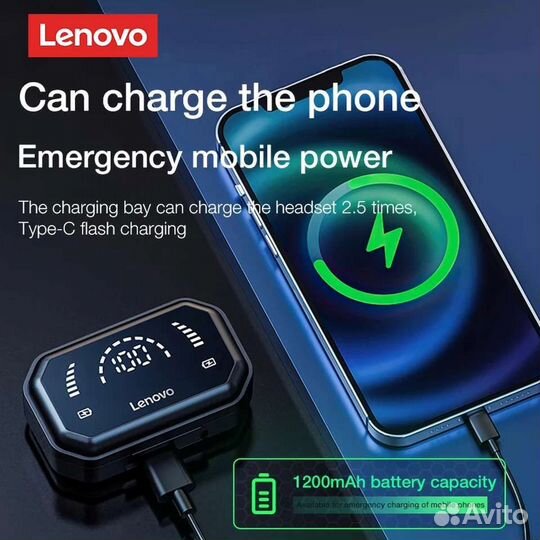 Новые Беспроводные Наушники Lenovo LP3 Pro 1200mah