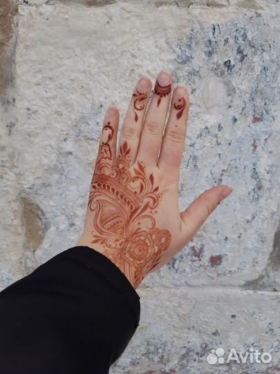 Мехенди натуральной хной и джагуа гелем