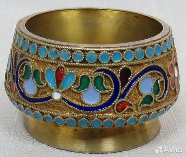 Серебряная солонка,перегородчатая эмаль