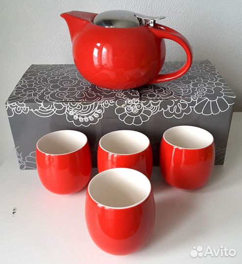 Алый чайный набор\сервиз в восточном стиле
