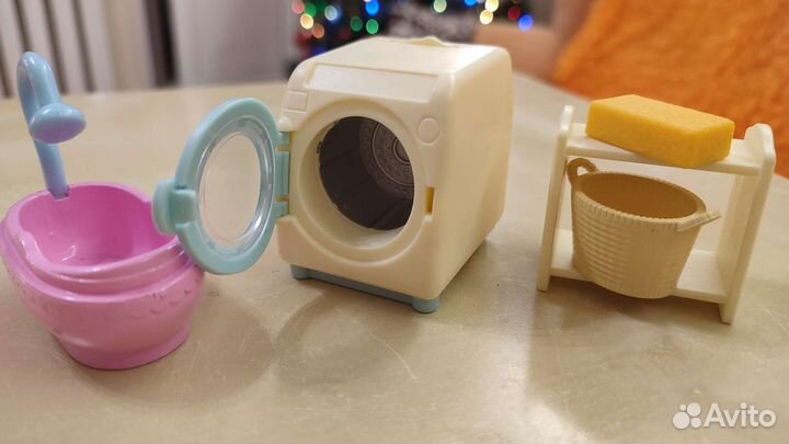 Sylvanian families стиральная машинка, ванна,таз