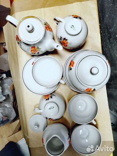 Чайный сервиз Маки Дулево, новый, 6 персон, 15 пре
