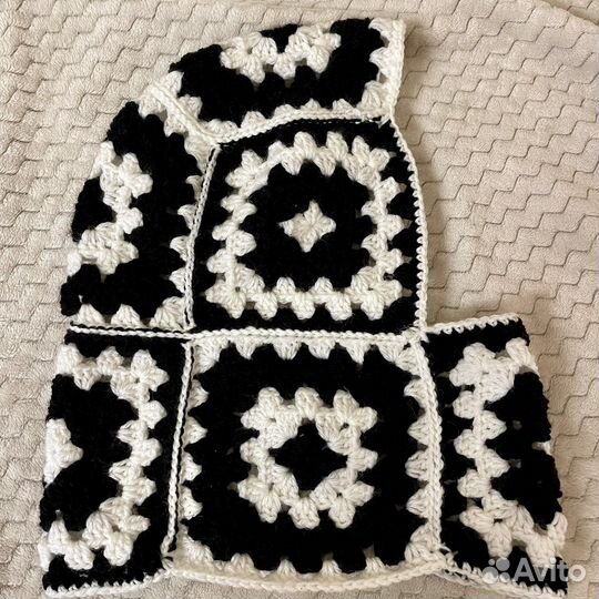 Новый капор в стиле Prada вязаный балаклава чб