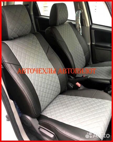 Чехлы Автопилот Suzuki SX4 из экокожи чёрно-серые