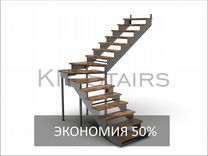 Металлокаркас Г-образной лестницы с забегами