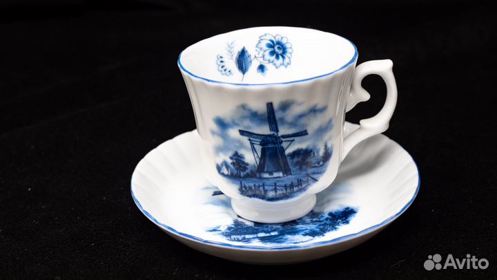 Кофейная пара Делфт, ручная роспись,винтаж
