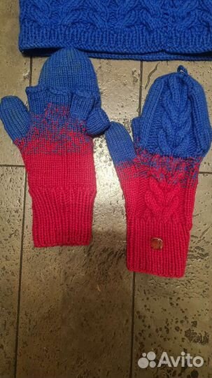 Комплект шапка, шарф вязаные