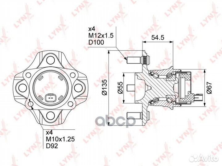 Ступица колеса зад прав/лев WH1204 lynxauto