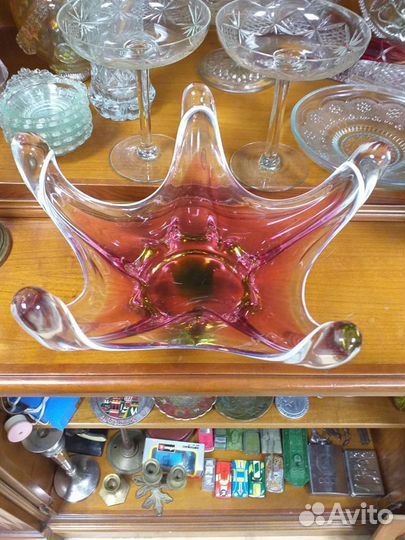 Чешское стекло, вазы конфетница