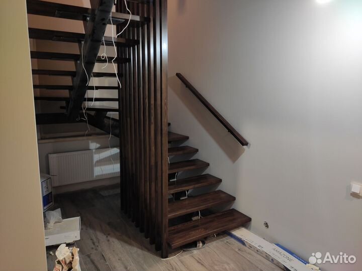 Отделка жб лестницы деревом