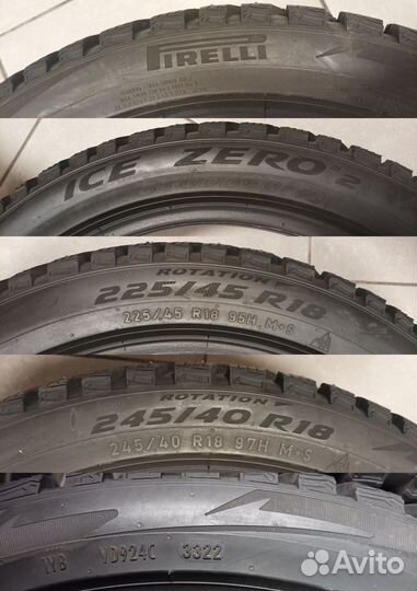 Pirelli Ice Zero 2 225/45 R18 и 245/40 R18 97H