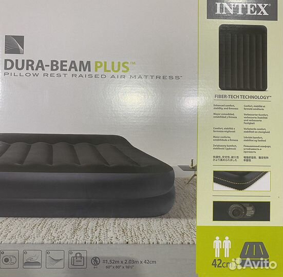 Надувная кровать 152x203x42 см 220В,intex 64124