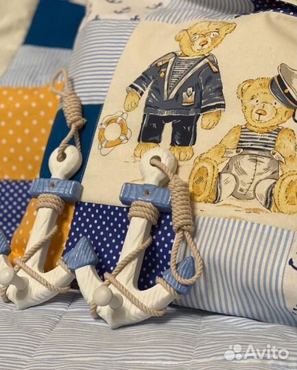 Лоскутное детское одеяло с наволочкой и подушкой