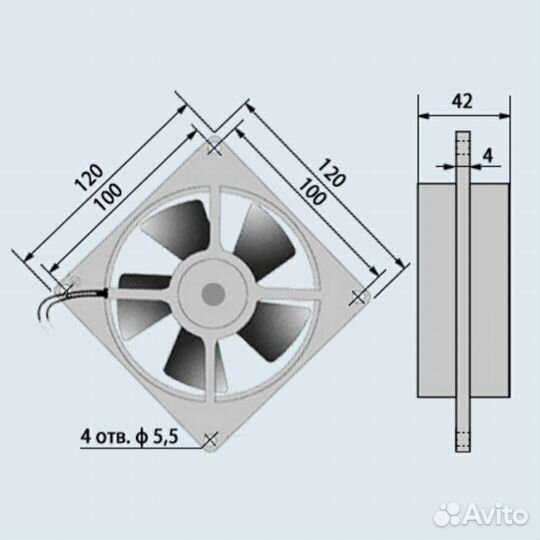 Вентилятор ввф-112М. 220В