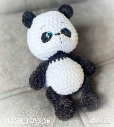 Вязаные игрушки панда собачка мишка