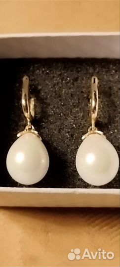 Золотые серьги с жемчугом 585 проба