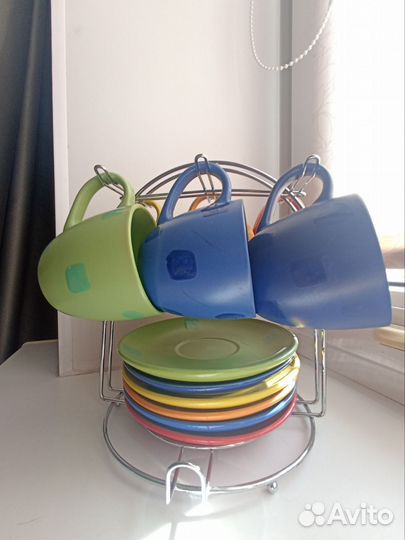 Набор чашки и блюдца на подставке