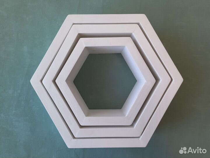 Полка настенная соты белые, комплект 3 шт