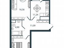 2-к. квартира, 58,9 м², 1/12 эт.