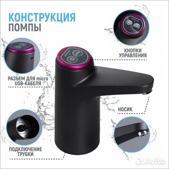 Помпа для воды электрическая на бутыль