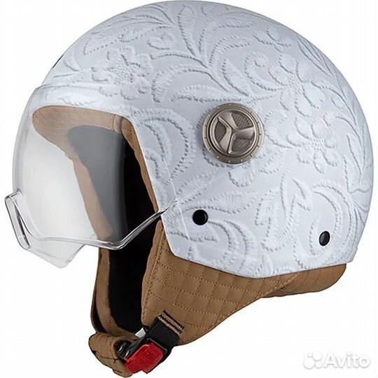 NZI Zeta 2 open face helmet Matt Brocado White