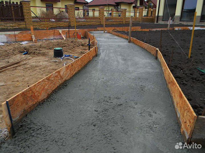 Бетонные работы. Отмостки/площадки/полы и др