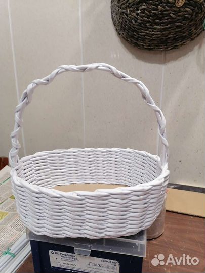 Корзинка овальная 18/12 высота 6 с ручкой 18см