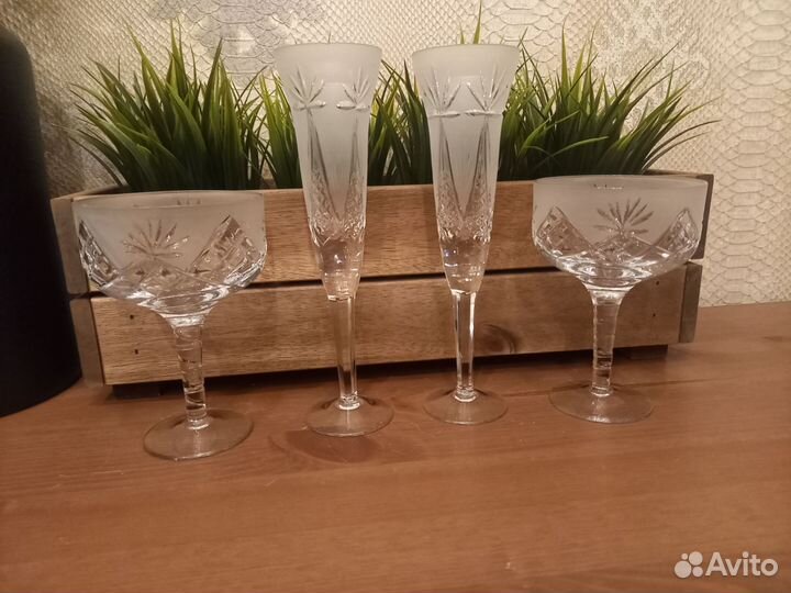 Хрустальные фужеры для шампанского и креманки СССР